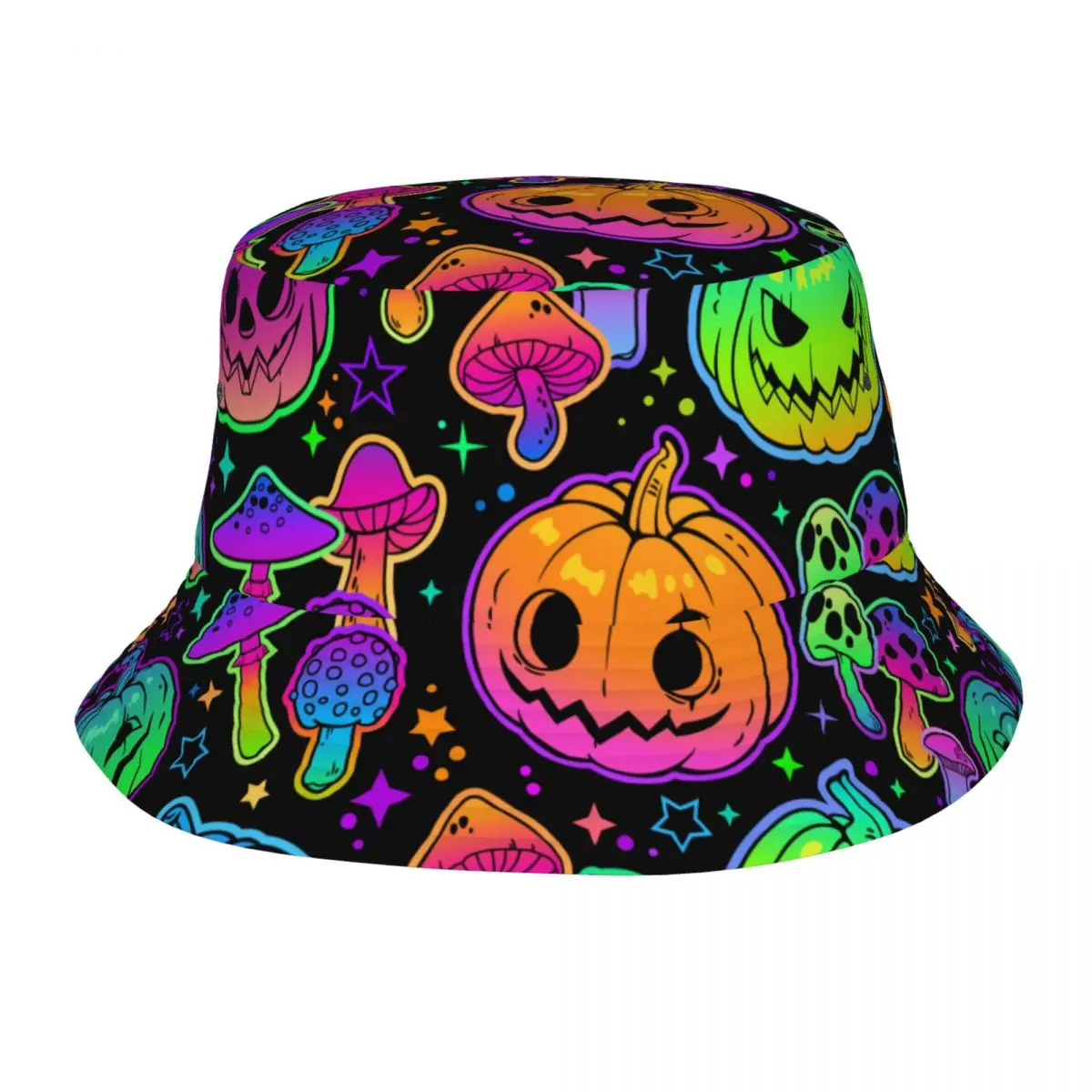 

Magic Mushrooms And Pumpkins Bob Hats Spring Headwear Accessories Fisherman Hat for Outdoor Sports Girl Panama Hat UV Protection