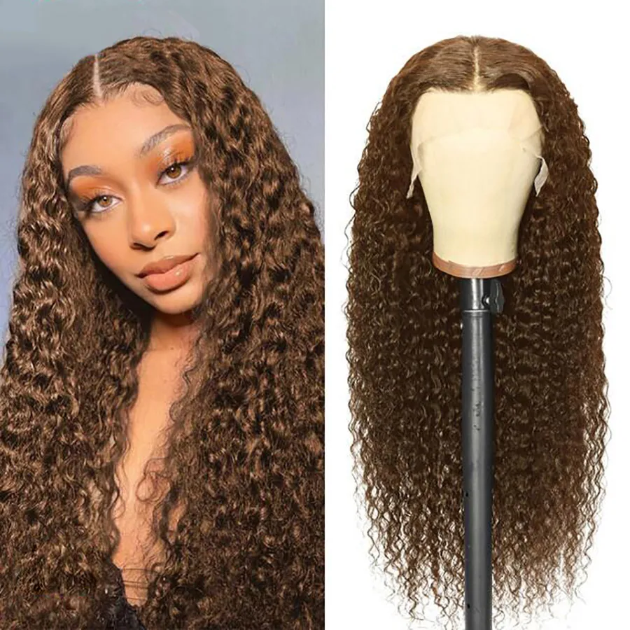 16-36 Highlight Ombre 13x6 Hd Кружевной фронтальный парик Вьющиеся 4/27 Цветные парики из 100%