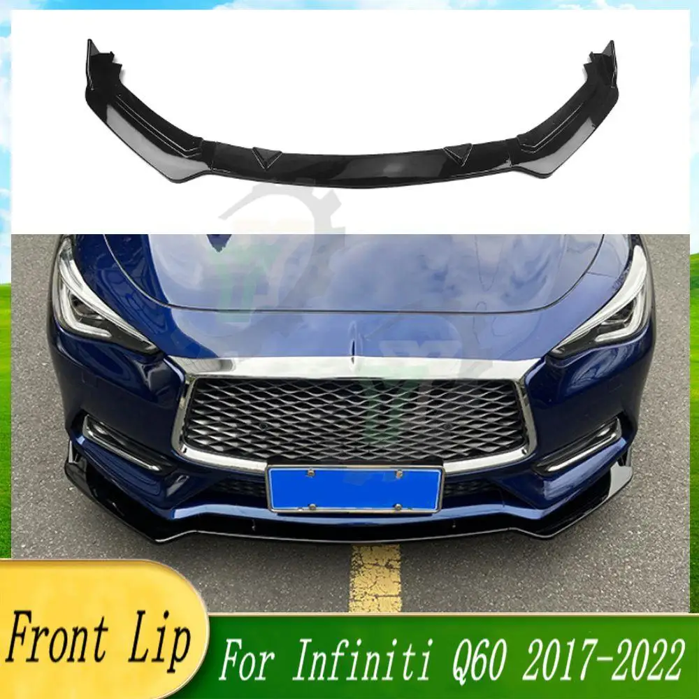 

3PCS Car Front Bumper Lip Spoiler Splitter Diffuser Detachable Body Kit Cover Guard For Infiniti Q60 2017 2018 2019 2020 2021 22