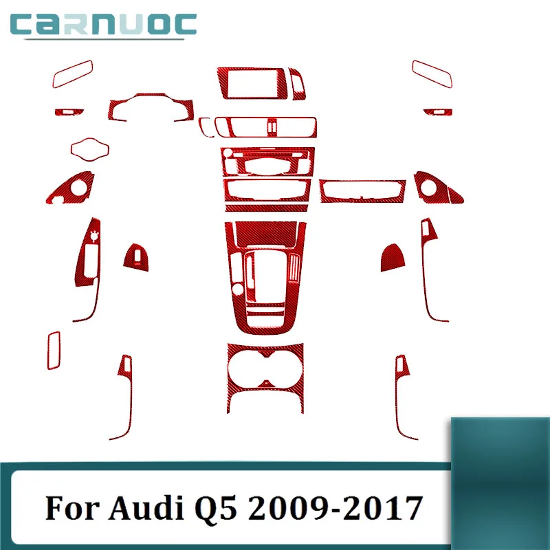 

For Audi Q5 2009-2017 Without Navigation Carbon Fiber Red Various Parts Stickers Car Interior Decorative Accessories
