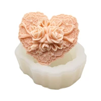 diy heart shaped rose flower sandle molds handmade candle making silicone form rose soap mold aromatherapy form for candles 2022
