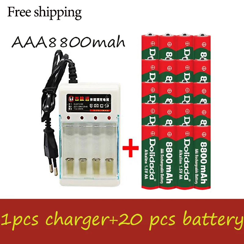 

Free Shipping Rechargeable Battery Original AAA 1.5 V 8800 Mah Rechargeable New Alcalinas Drummey +1pcs 4-cell Battery Charger