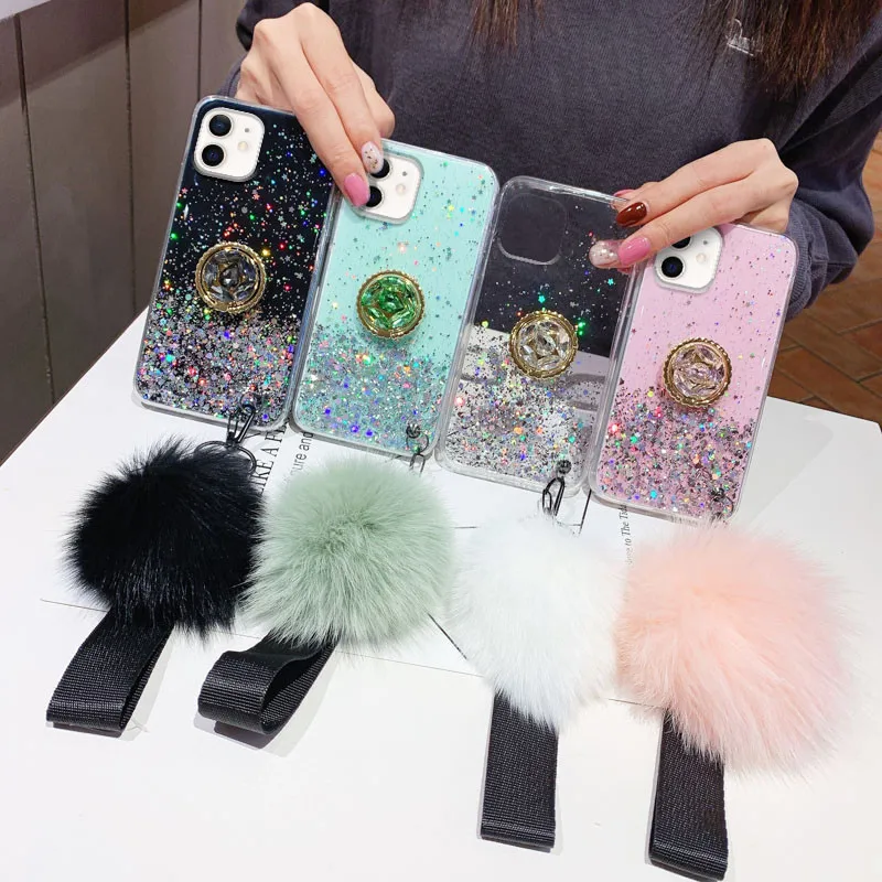 Luxury Plush Glitter Phone Case For Samsung Galaxy A13 A14 A33 A53 A73 A12 A22 A32 A52 A72 A51 A71 A21S A50 A02 A20 Holder Cover