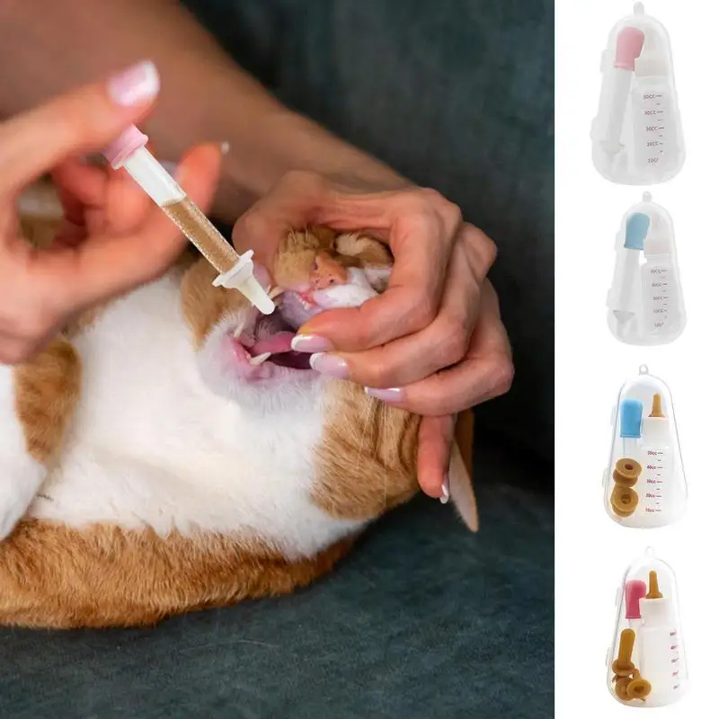 

Kitten Bottle Feeding Kit Clear Scale Newborn Kitten Feeder Kitten Feeding Bottle Set Pet Dog Cat Baby Nursing Water Milk Feeder