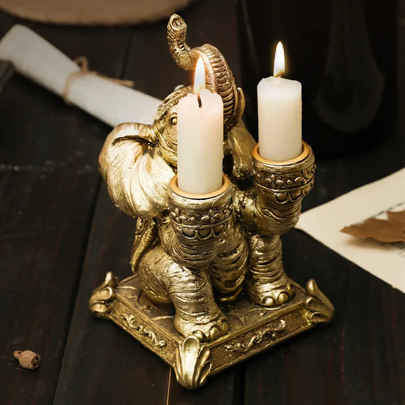

Southeast Asian style light luxury resin elephant candle holder living room dining room decoration