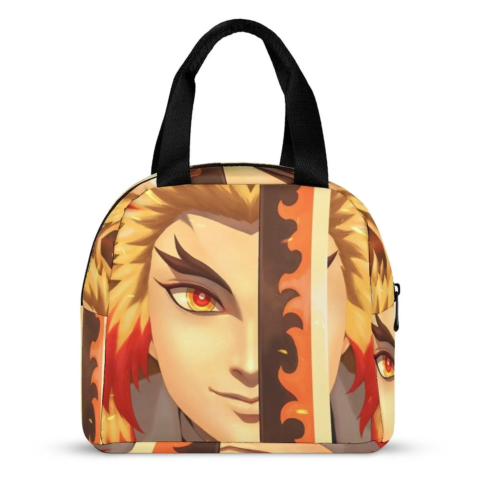 

Anime Demon Slayer Lunch Bag Rengoku Kyojuro Leisure Lunch Box Office Portable Insulated Cooler Bag Oxford Custom Tote Food Bags