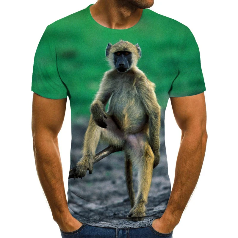 

2022 Men's 3D Printed Animal Monkey T-Shirt Short Sleeve Funny Design Casual Pop Tops Round Neck Short Sleeve