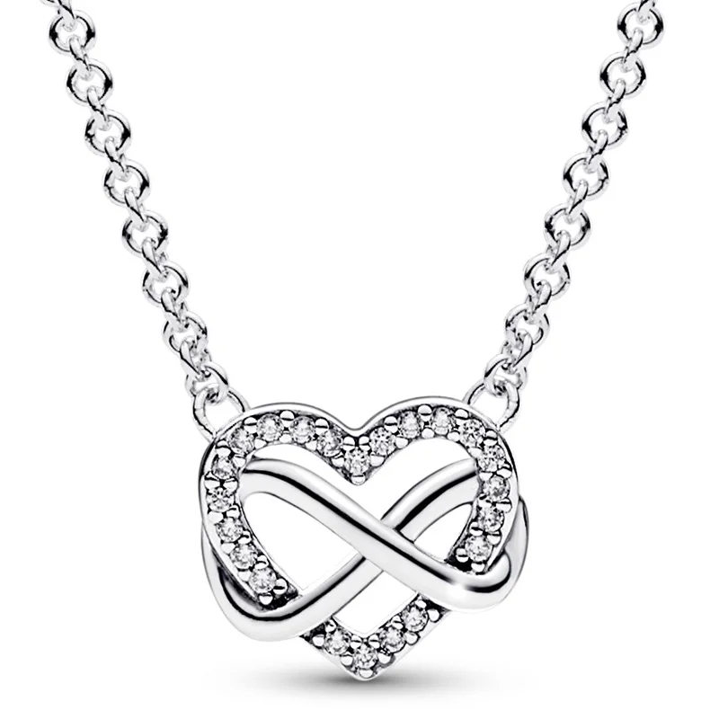 

Original Sparkling Infinity Heart With Crystal Collier Necklace For 925 Sterling Silver Bracelet Bead Charm Diy Europe Jewelry