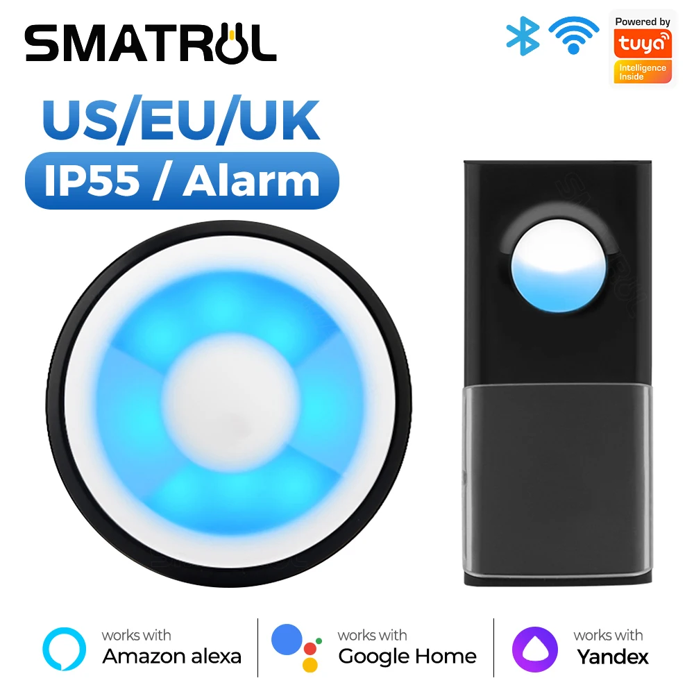 

Tuya WiFi Wireless Doorbell Smart Door bell Ring 58 Chime Call IP55 Waterproof EU UK US Plug Alarm APP Home