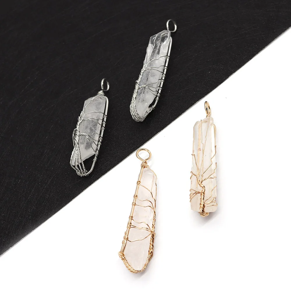 

Natural Stone White Crystal Irregular Pendant 13-60mm Wire Wrap Charm Fashion Jewelry DIY Necklace Earrings Boutique Accessories
