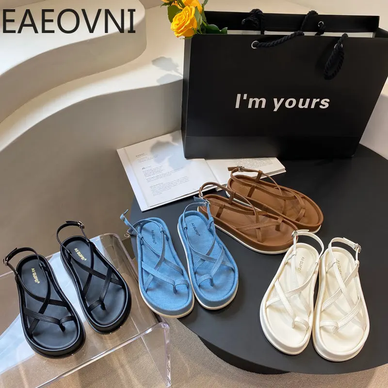 

2023 летние женские сандалии-гладиаторы с узкими ремешками, Модные женские сандалии с ремешком с пряжкой, женские сандалии