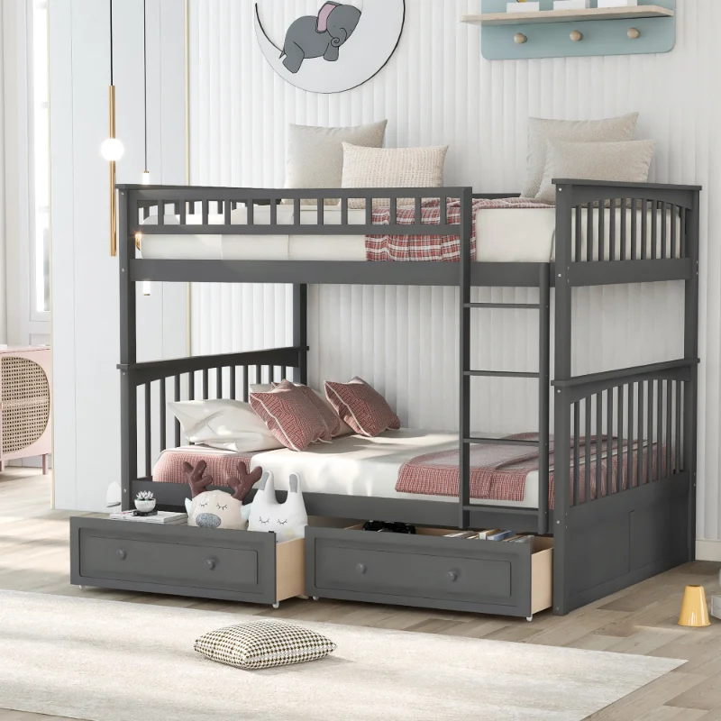 

Ull Over Full Bunk Bed with Drawers\ Convertible Beds\ Gray(OLD SKU:SM000241AAE) Gray Pine [US Stock]