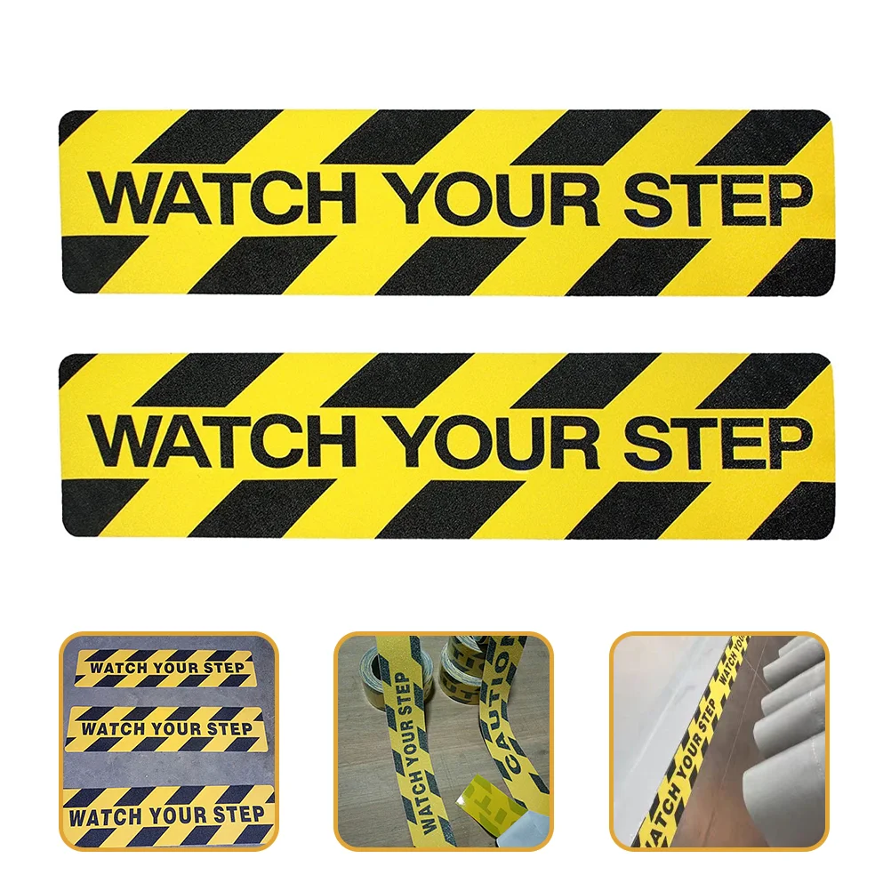 

2 Pcs Stairs Anti-Slip Tape Wet Floor Sticker Caution Stickers Warning Decals Sign Slippery When Signs Pvc