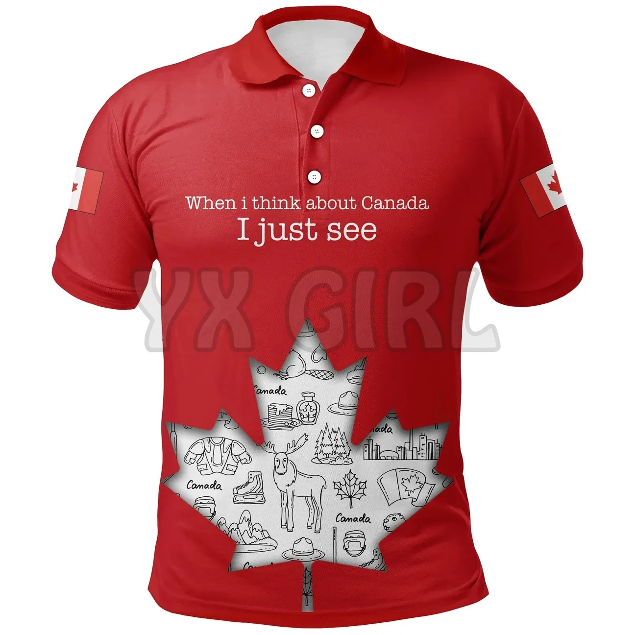 

2022 Summer shirts women for men When I Think About Canada I Just See Maple Leaf 3D printed Short sleeve t shirts Tops camisas