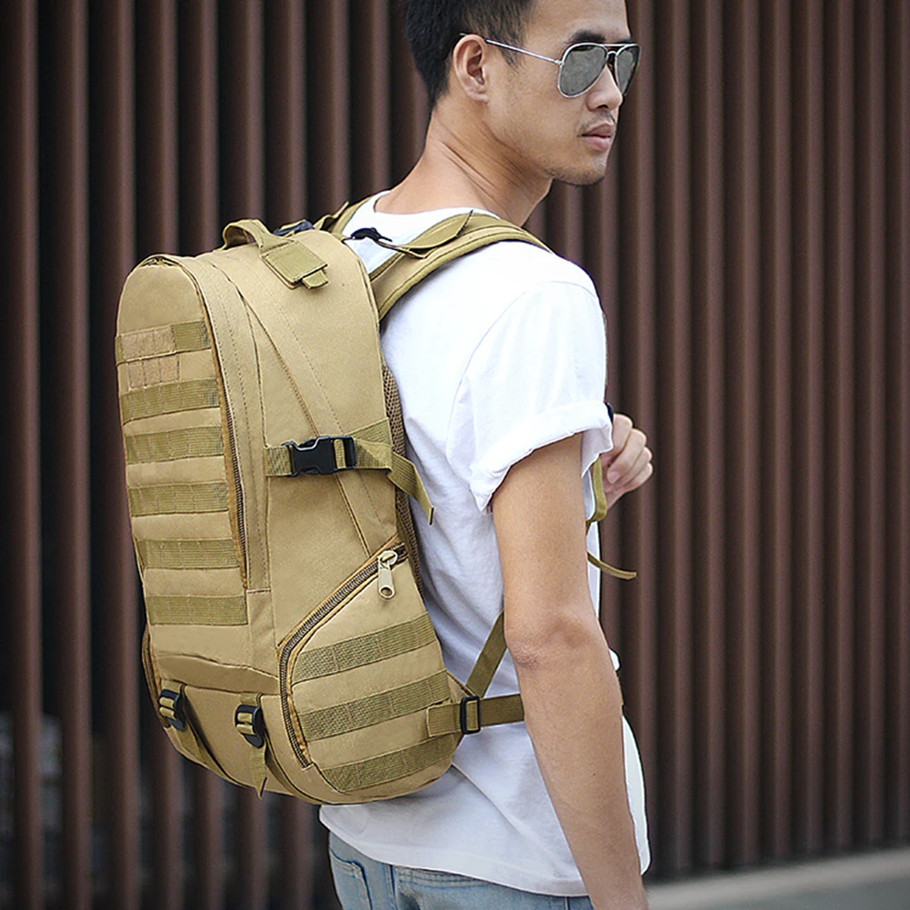 

35L Hiking Shoulder Bag Large Capacity Trekking Sport Bag Adjustable Chest Strap Army Rucksack with Buckles/Webbing Side Pockets