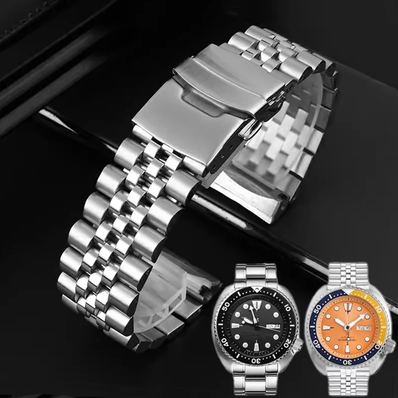 Фото Ремешок для часов Seiko Abalone Series Turtles Prospex SRPA21 SRP777 SRPC25 SRP773 SRP775 SRP779, твердый нержавеющий браслет 22 мм №1