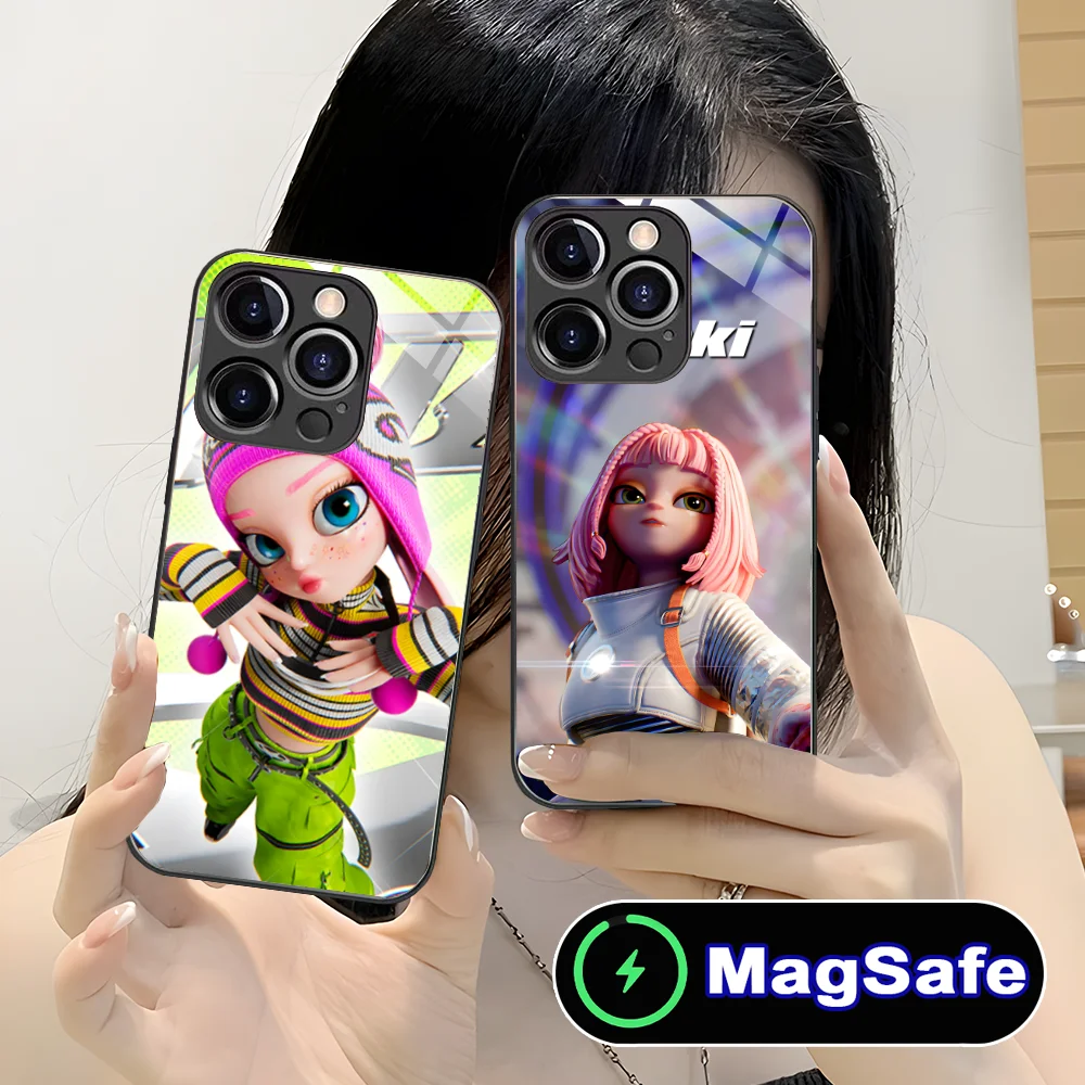 Чехол для мобильного телефона KPOP Apoki iPhone 16 15 14 13 12 11 Pro Max Plus Mini MagSafe беспроводная