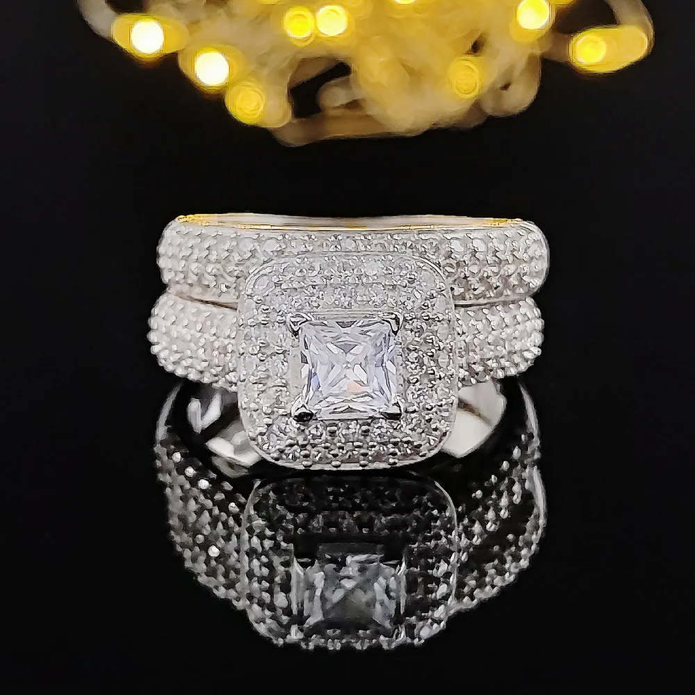 

2023 New European and American Luxury Fashion Combination Ring, High end Round Diamond, Full Diamond Fashion Jewelry Ring