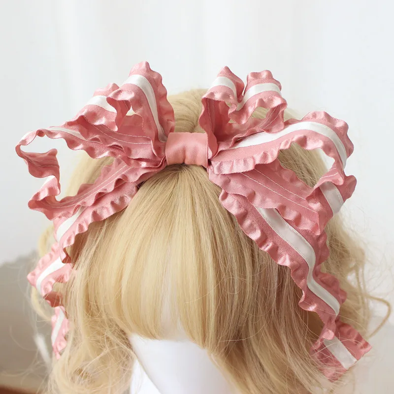 

Multicolor Handmade Lolita KC Headwear Sweet Soft Girl Lace Edge Bow Hair Hoop Hair Band Sweet Cute Princess Hair Accessories