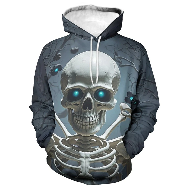 Толстовки с 3D-принтом черепа на Хэллоуин для мужчин одежда кровавый дизайн