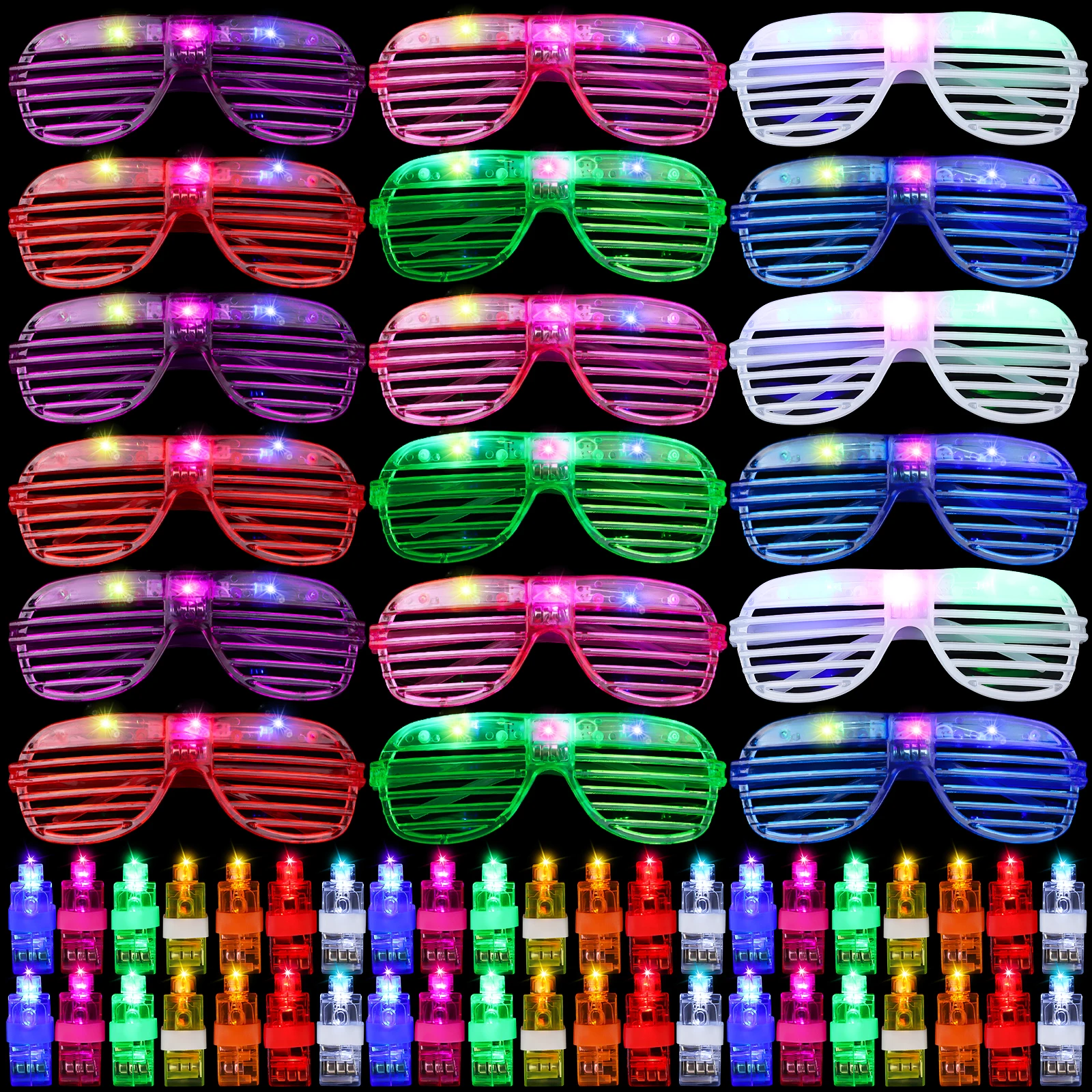 

141 Pack Light Up Glasses LED Finger Lights Party Favors Flashing Glasses Glow