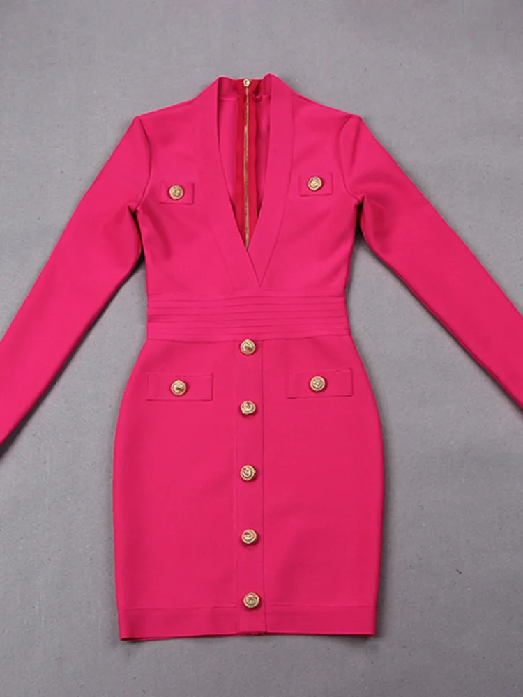 Женское облегающее платье на пуговицах розовое или оранжевое с длинным рукавом и