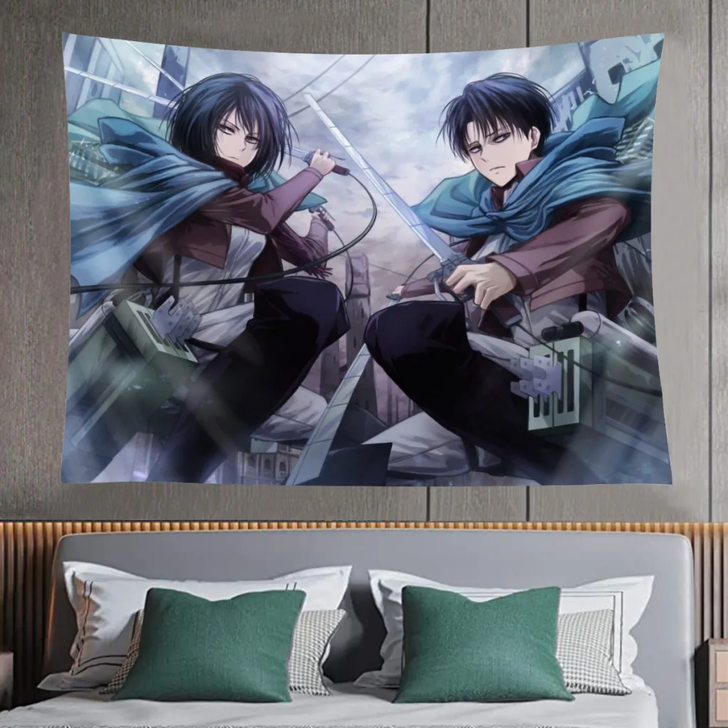 Levi Mikasa гобелен для спальни Attack On Titan SnK аниме фон подвесное одеяло Декор комнаты