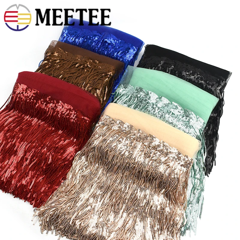 

5/10Yards Sequin Embroidery Tassel Lace Trims Glitter Fringe Ribbons Fabric Dance Performance Trims DIY Clothes Sewing Fringes