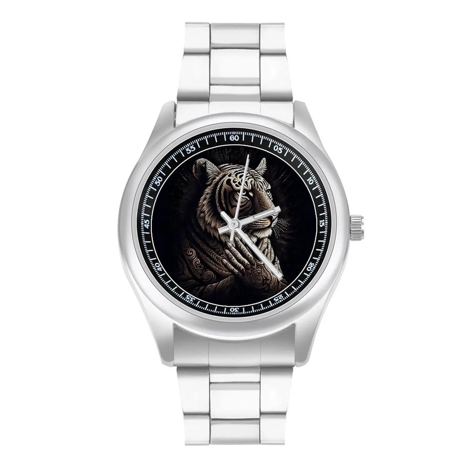 

Tiger Quartz Watch Intricate Lines Art Illustration Fitness Classy Wrist Watch Stainless Design Fashion Female Wristwatch