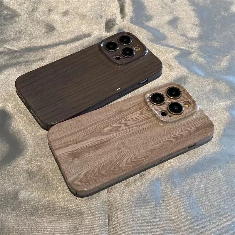 

Simple Walnut Wood iPhone14promax Suitable For Apple 14 Phone Case 13pro Full Pack 12 Film Hard Shell 11
