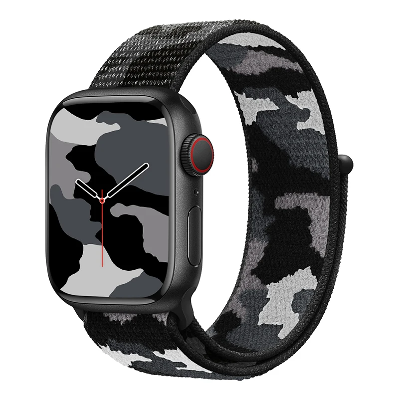 

Nylon Loop Strap for apple watch band 44mm 40mm 45mm 41mm 38mm 42mm Camouflage bracelet correa Watchband iWatch serie 3 5 6 se 7