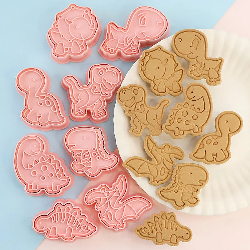 

8Pcs/set Cartoon Cookie Cutters Dinosaur Shape Pressable Biscuit Molds Cute 3D Cookie Moulds Kitchen Baking Tool Pastry Shaper