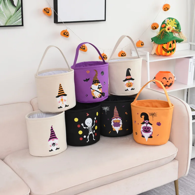 Halloween Tote Bag Candy Packaging Storage Basket Halloween Party Bags for Kids Trick or Treat Mystery Box Home Decoration
