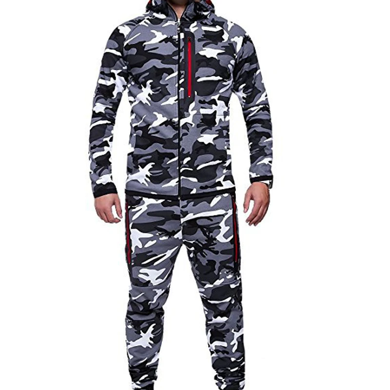 

Fashion Camouflage Hooded Coat and Sweatpants Casual Sweatshirts Trousers Men's Suits Hoodies and Pants Sets Young MenMY052