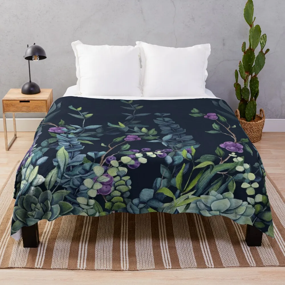 

Пользовательское одеяло, ткань для кровати, Полуночный эвкалипт, одеяло для сада