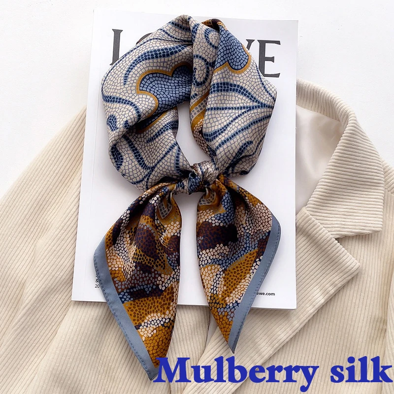 

2022 квадратный шелковый шарф, женские модные маленькие шарфы с принтом, офисный шейный платок, Женская шаль Бандана