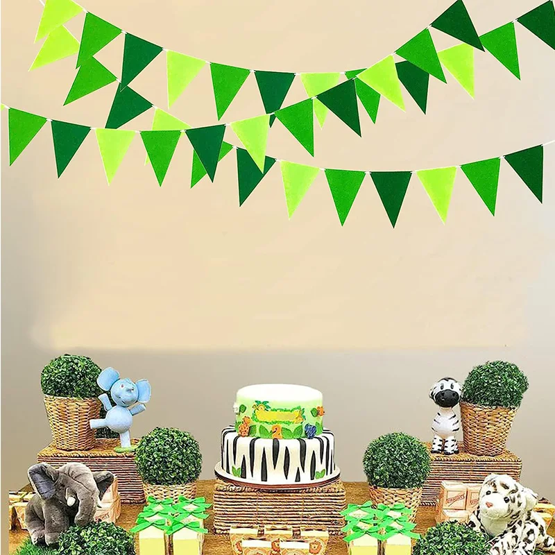 Зеленые искусственные украшения треугольный флаг выемка баннер подвесной