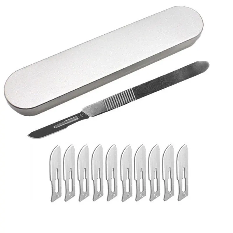 

NO.10-24 Metal Steel Carving Blades Handle Surgical Tool DIY Cutting Phone PCB Repair Craft Knife Scalpel Kit Set With box