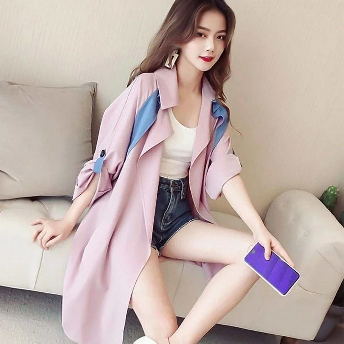 

Тренчкот женский Тонкий с длинным рукавом, Повседневная Свободная ветровка в Корейском стиле, верхняя одежда, весна-осень