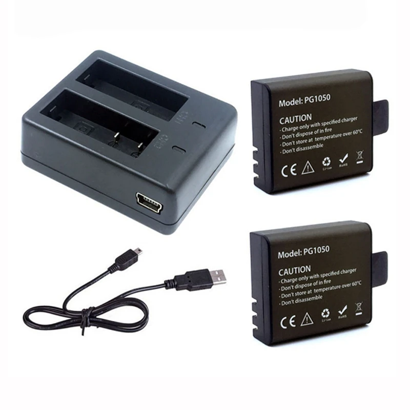 

PG1050 Dual Battery and Charger for Eken V8s H8 H9 H8R H9R Sport Action Camera