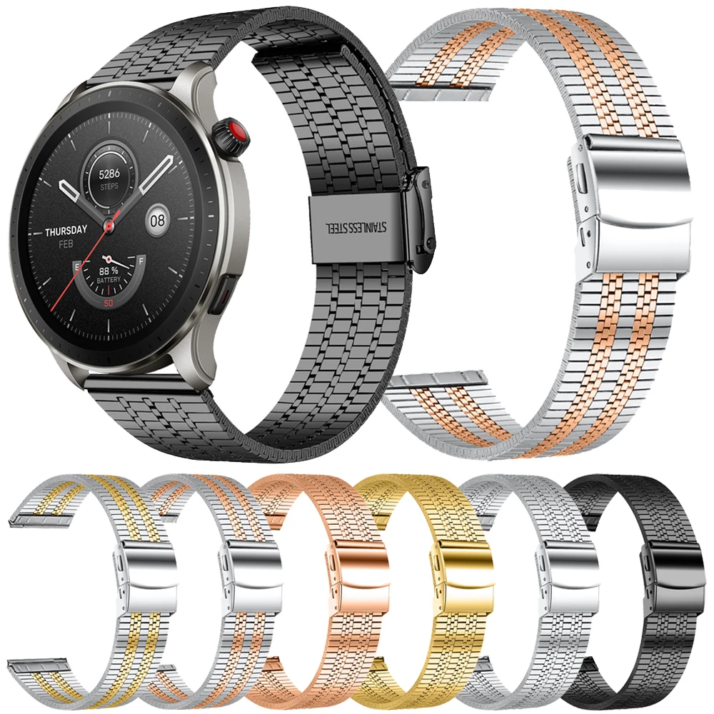 

20 22mm Metal Stainless Steel Strap For Amazfit GTR 4 / GTR 3 Pro 2 2e 47mm Band For Mi Watch S1 Pro/Watch color 2 Belt Bracelet