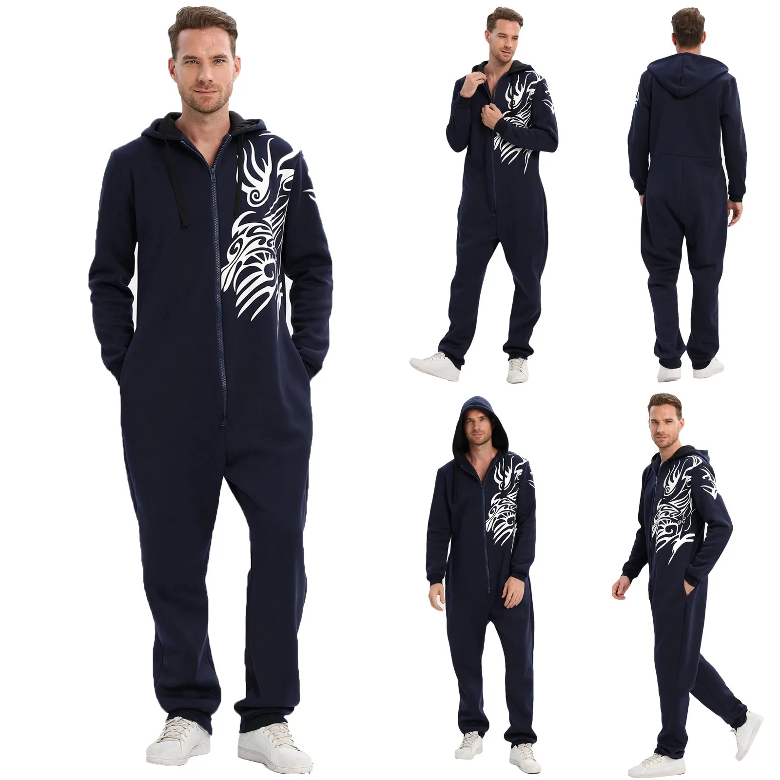 

Мужские осенне-зимние свободные теплые тапочки с длинными рукавами и карманами