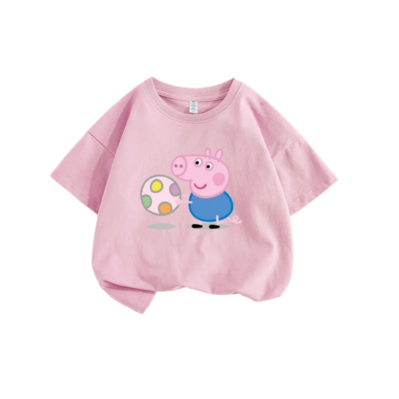 

Peppa Pig anime summer children's short-sleeved new top loose foreign style summer dress cute baby children's clothing gift