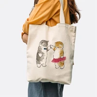 y2k kawaii kitty shopping bag womens fairy grunge 2022 canvas tote bags handbags eco shopper bag female shoulder bags cloth emo