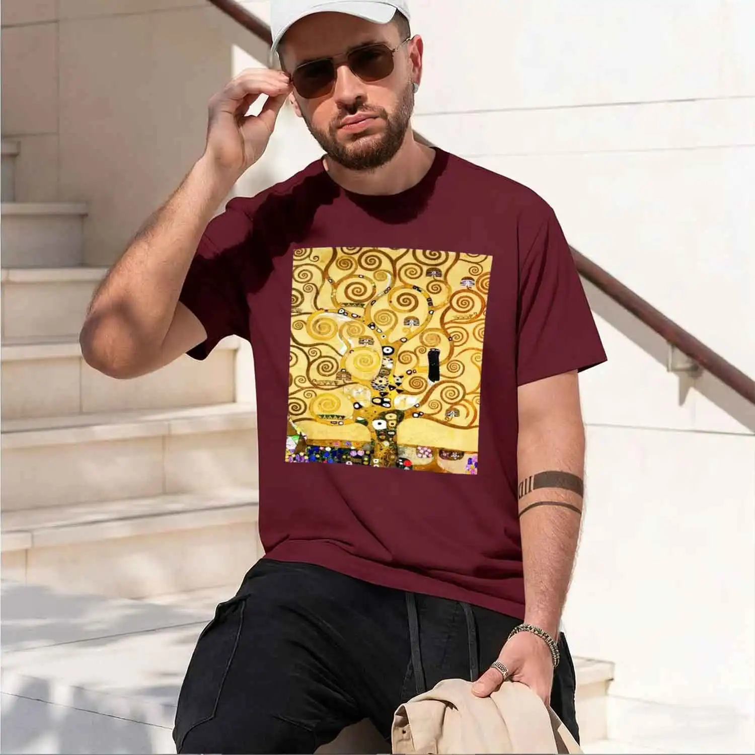 Забавная мягкая мужская футболка Gustav Life, футболки Tree shirts Stoclet The Frieze, футболка Klimt 2026, новая модель, мужская футболка с коротким рукавом. (art.: 3920dc5503b2a) - 3920dc5503b2a