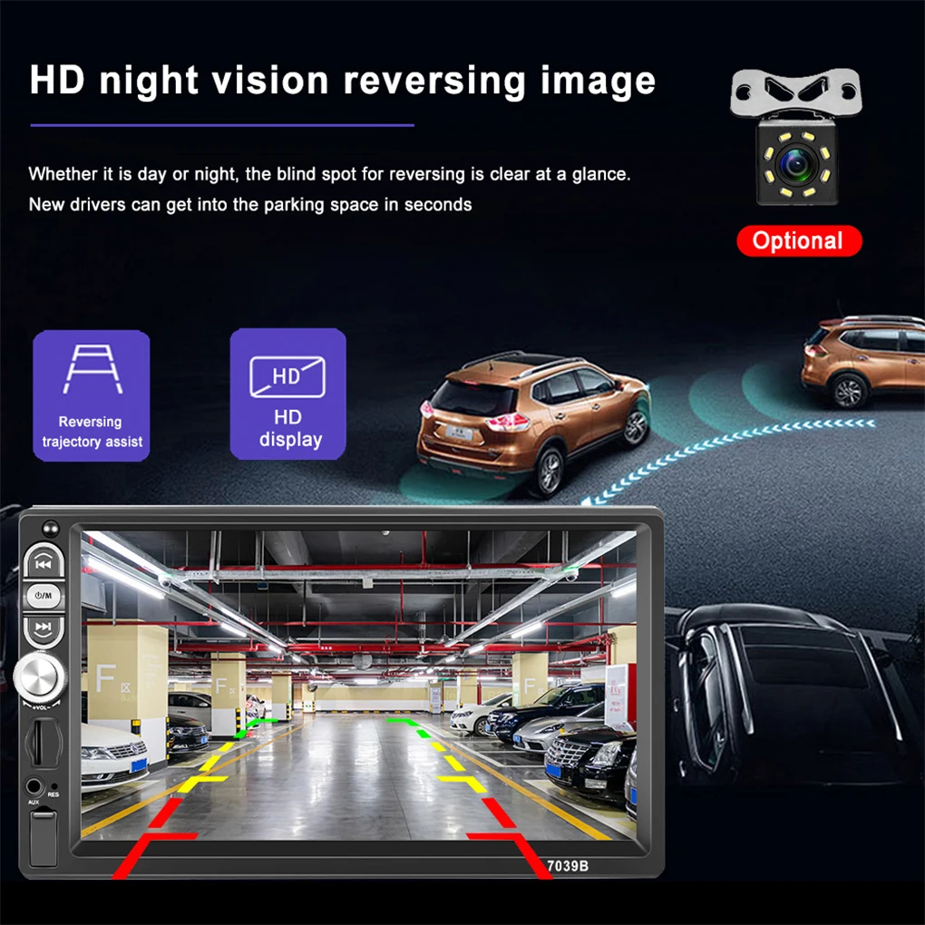 

Metal Automotive MP5 Player Detachable Bluetooth-compatible 4.0 7-inch USB Interface Hands-free 12V Radio Accessories Backlight
