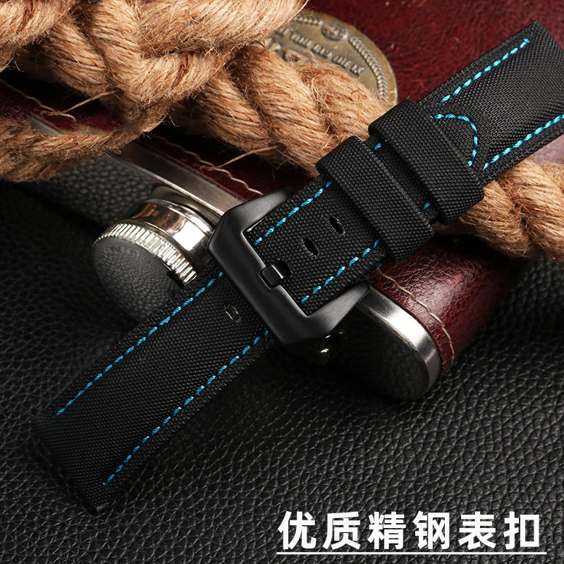 For Panerai PAM441/01661 wristband  Leather Sport Watchband Black Blue Watch Strap Accessories Bracelets 22mm 24mm 26mm