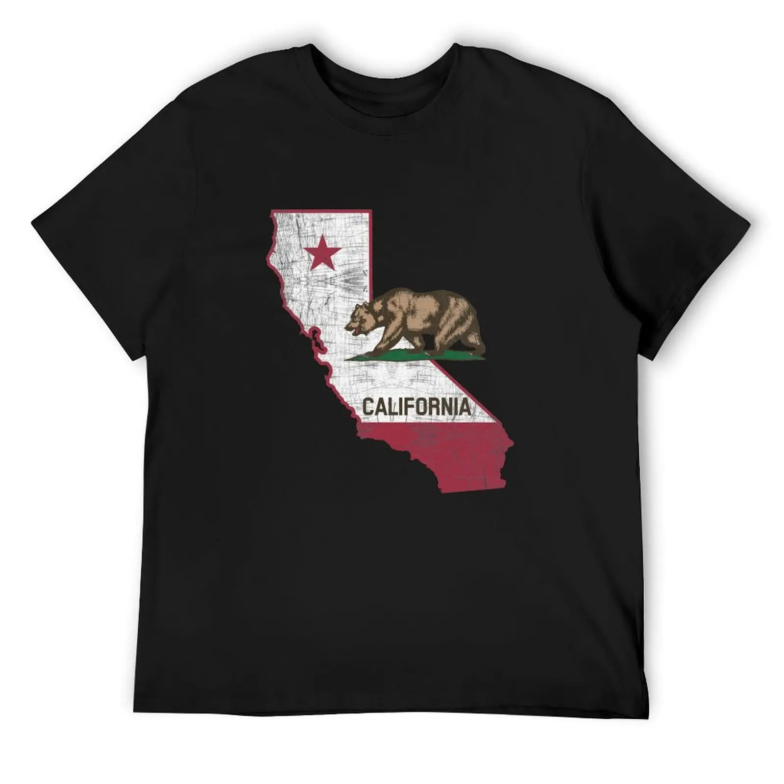 Фото Карта штата Калифорнии - Медведь Cali Grizzly - Футболка из США, забавные подарки, кавайная одежда, мужская тренировочная рубашка №1