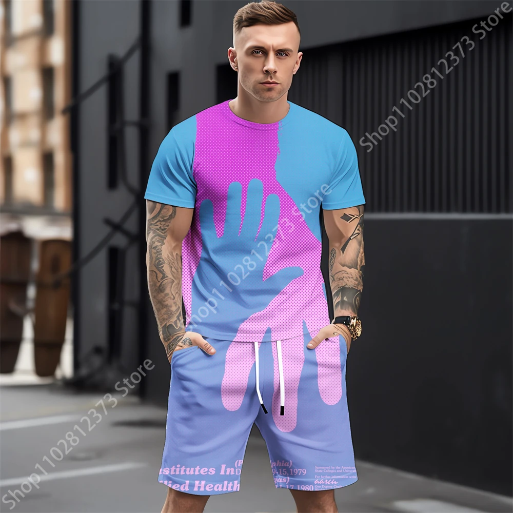 2023 New Men's Clothing Summer Tracksuit Men Casual Street T-shirt+Shorts Two Piece Set Men Fashion 3D Printing Clothes For Men