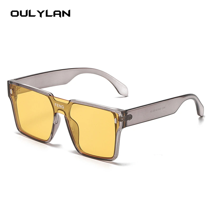 

Солнцезащитные очки OULYLAN оверсайз для мужчин и женщин, трендовые Модные Винтажные плоские очки в квадратной оправе, конфетных цветов, UV400